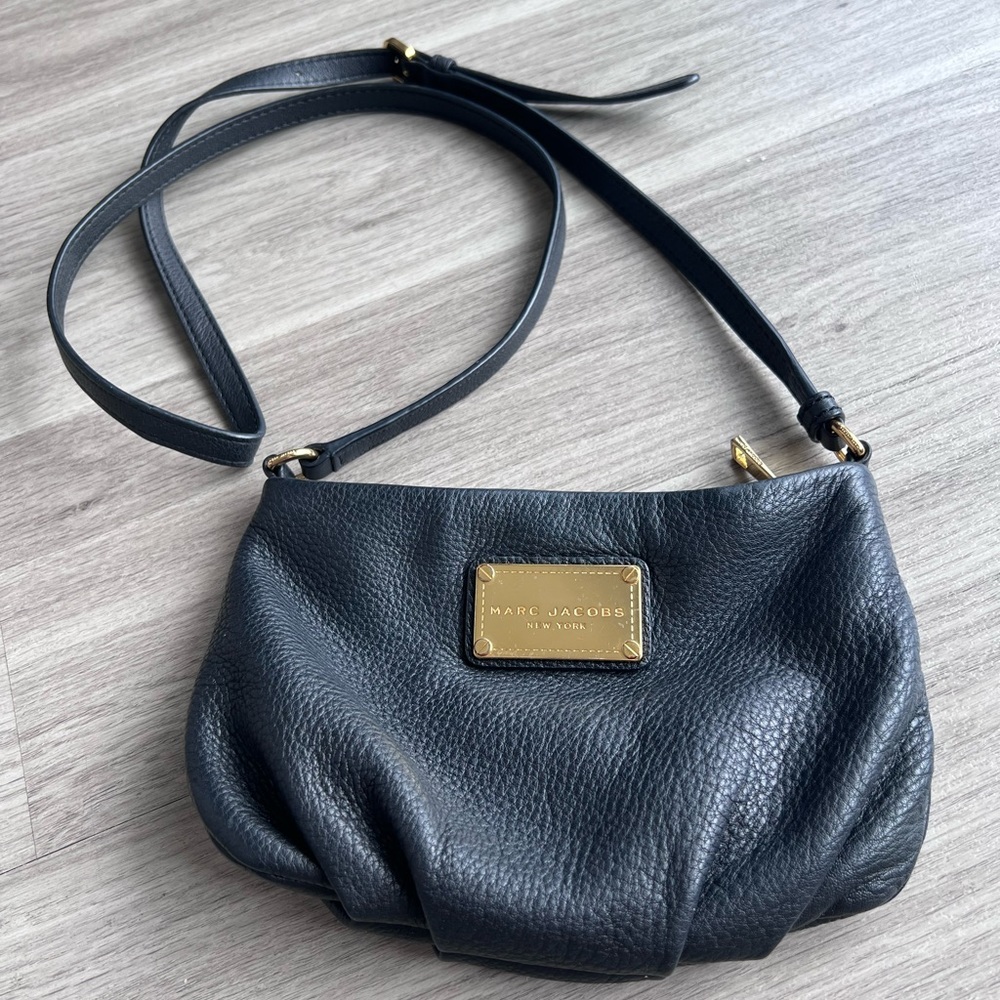 Marc Jacobs- black cross body bag with gold hardware